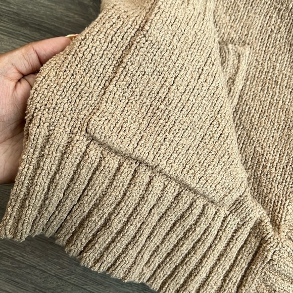 J.CREW Marina V-Neck Cardigan Sweater Large Oversized Pebble Shore Tan Neutral - Picture 6 of 10